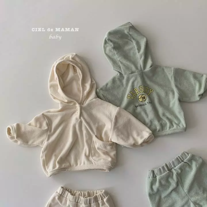 Ciel De Maman - Korean Baby Fashion - #babylifestyle - Terry Hoody Top Bottom Set - 2