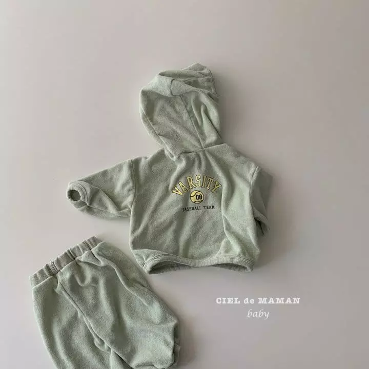 Ciel De Maman - Korean Baby Fashion - #babyoninstagram - Terry Hoody Top Bottom Set - 4