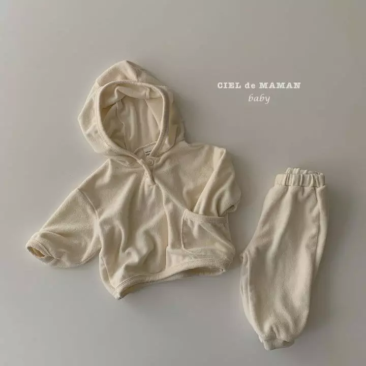 Ciel De Maman - Korean Baby Fashion - #babywear - Terry Hoody Top Bottom Set - 7
