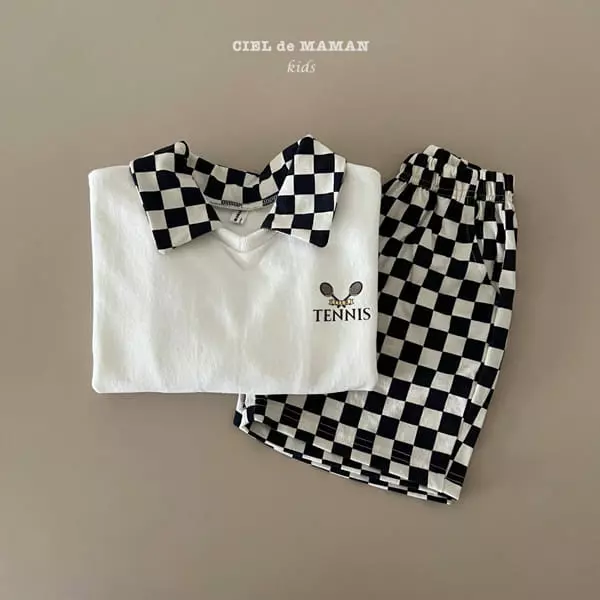 Ciel De Maman - Korean Children Fashion - #designkidswear - Tennis Check Top Bottom Set