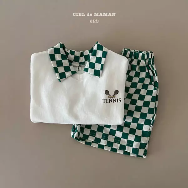 Ciel De Maman - Korean Children Fashion - #discoveringself - Tennis Check Top Bottom Set - 2