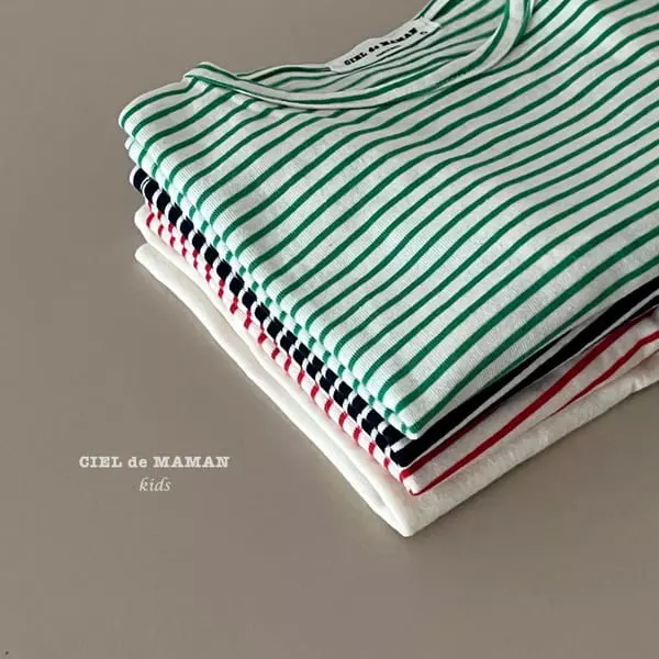 Ciel De Maman - Korean Children Fashion - #discoveringself - Together Stripes Tee - 4
