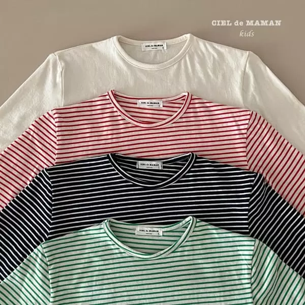 Ciel De Maman - Korean Children Fashion - #kidsstore - Together Stripes Tee - 6