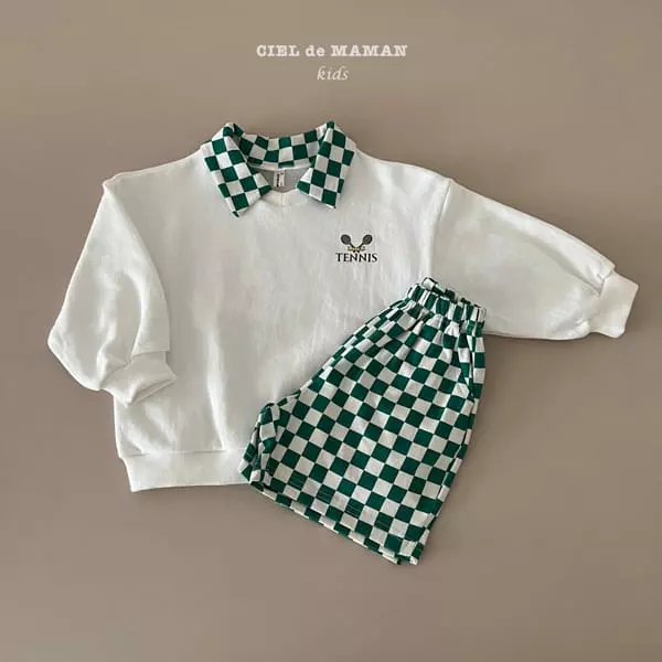 Ciel De Maman - Korean Children Fashion - #kidsstore - Tennis Check Top Bottom Set - 5