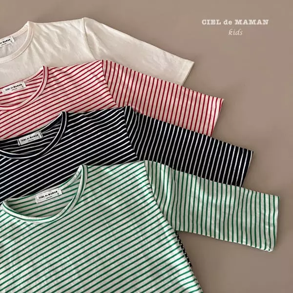 Ciel De Maman - Korean Children Fashion - #kidzfashiontrend - Together Stripes Tee - 7