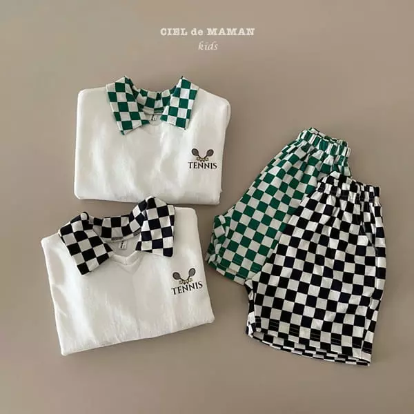 Ciel De Maman - Korean Children Fashion - #littlefashionista - Tennis Check Top Bottom Set - 8