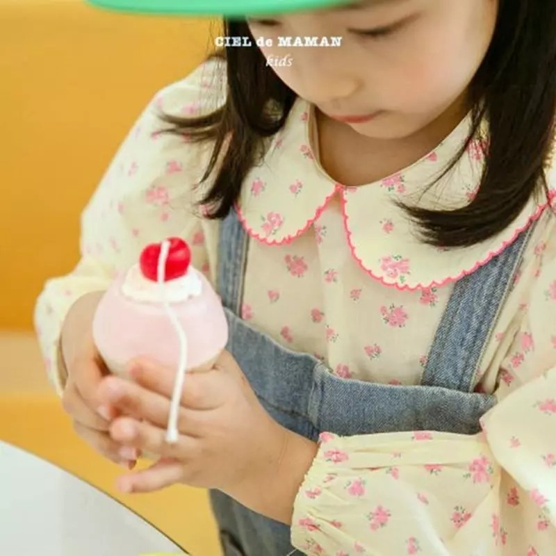Ciel De Maman - Korean Children Fashion - #prettylittlegirls - Cheese Dungarees Denim - 9
