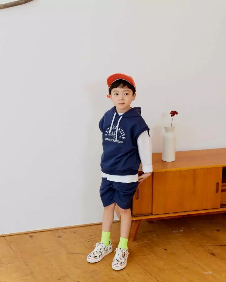 Commencer - Korean Children Fashion - #kidsshorts - Hoody Vest Top Bottom Set