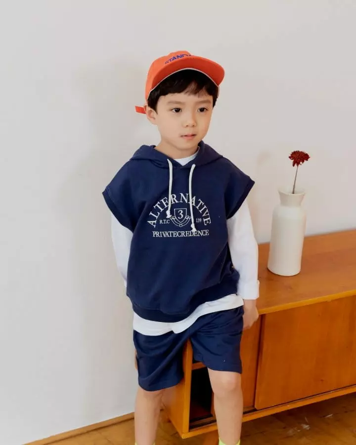 Commencer - Korean Children Fashion - #kidzfashiontrend - Hoody Vest Top Bottom Set - 3