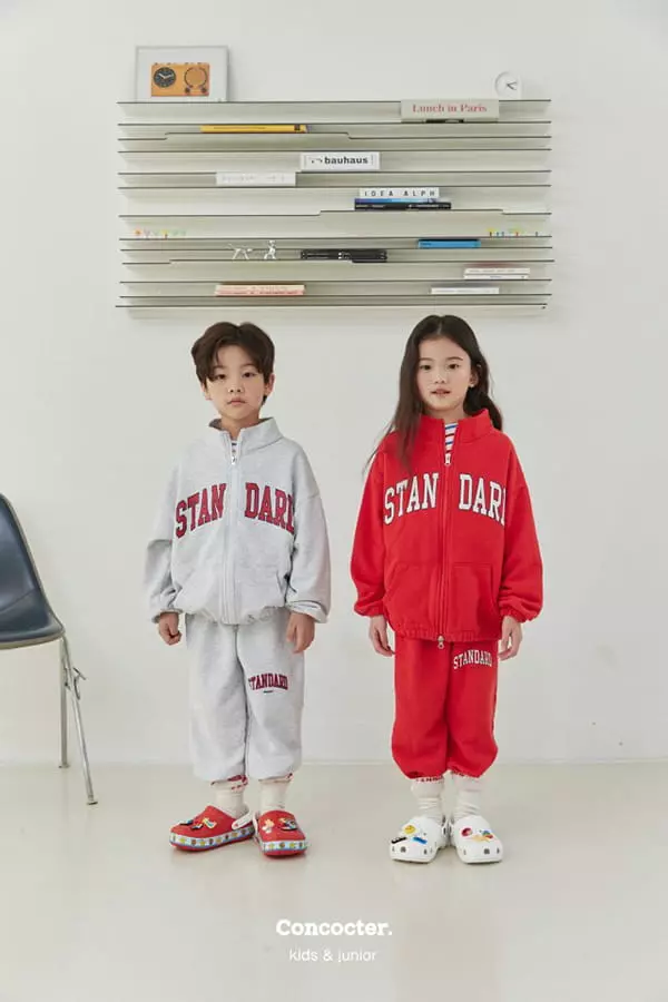 Concocter - Korean Children Fashion - #littlefashionista - Standard Zip-up Top Bottom Set - 2