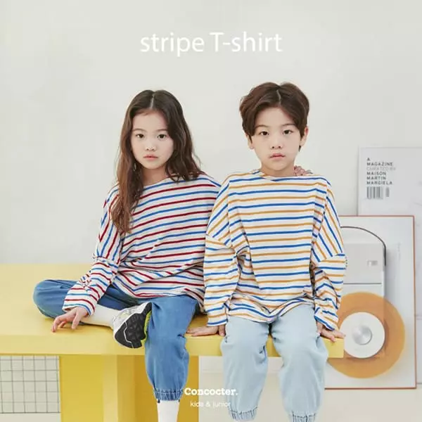Concocter - Korean Children Fashion - #littlefashionista - Loose Fit Stripes Tee