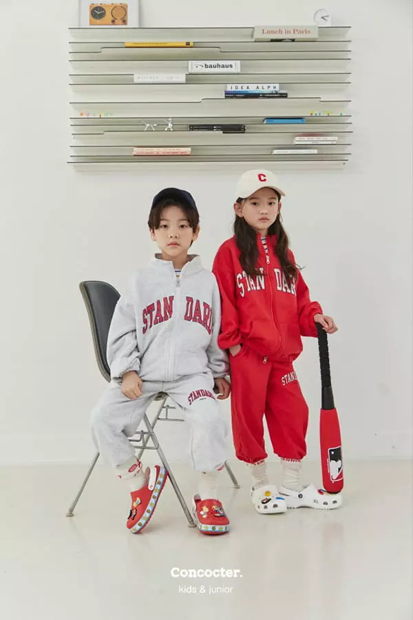 Concocter - Korean Children Fashion - #prettylittlegirls - Standard Zip-up Top Bottom Set - 5