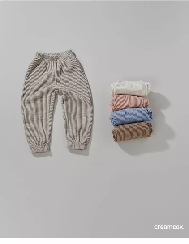 Creamcok - Korean Children Fashion - #discoveringself - Cooing Waffle Jogger Pants - 12