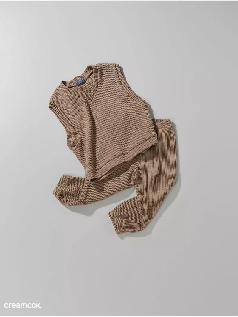 Creamcok - Korean Children Fashion - #kidsstore - Cooing Waffle Vest - 11
