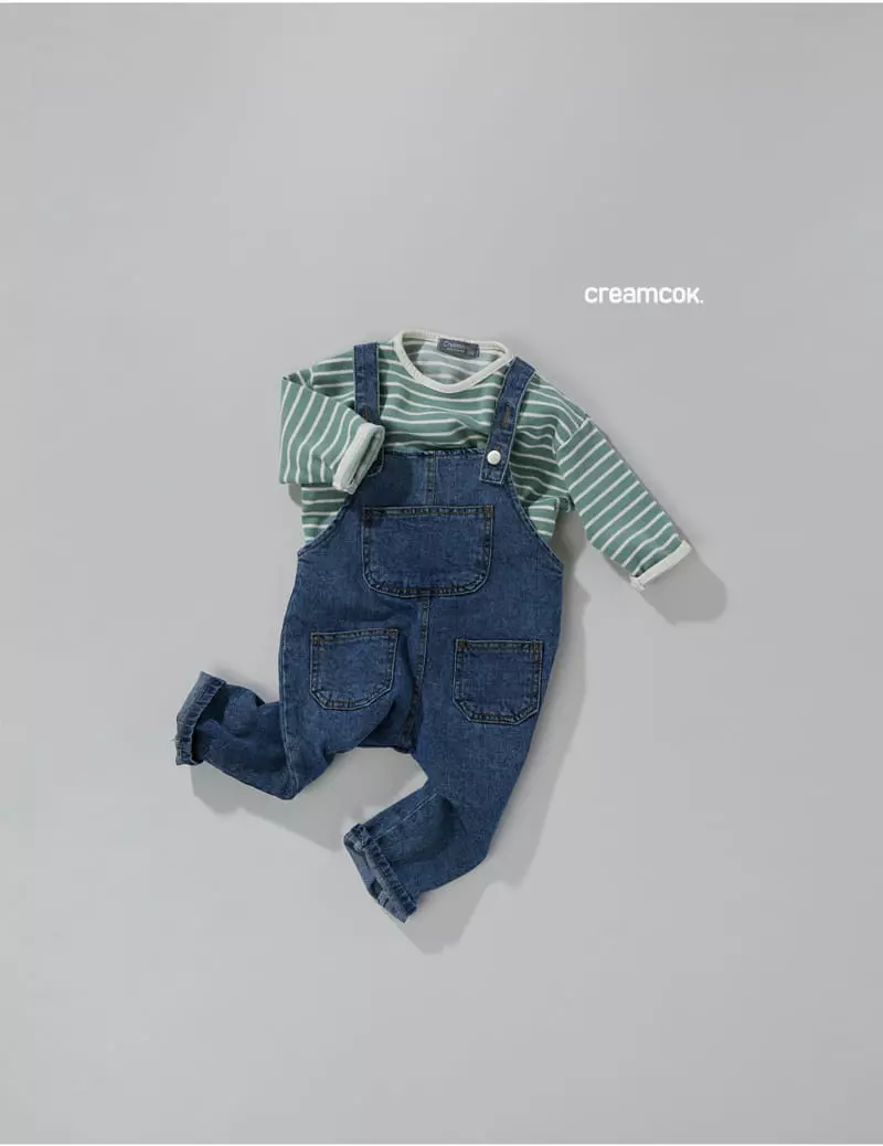 Creamcok - Korean Children Fashion - #kidzfashiontrend - Cok Cok Denim Dungarees - 5