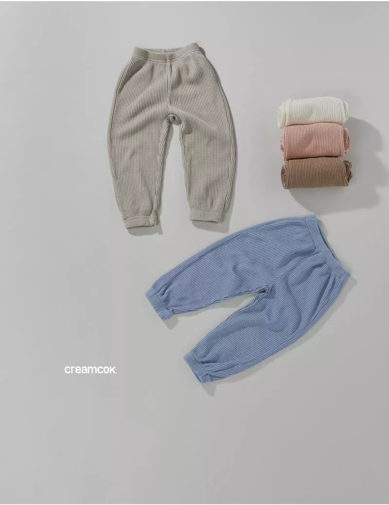 Creamcok - Korean Children Fashion - #magicofchildhood - Cooing Waffle Jogger Pants - 5