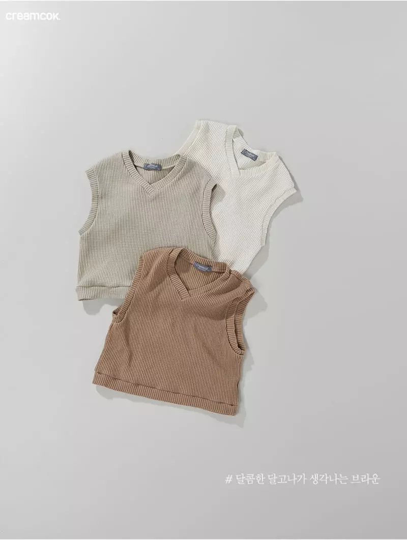 Creamcok - Korean Children Fashion - #todddlerfashion - Cooing Waffle Vest - 2