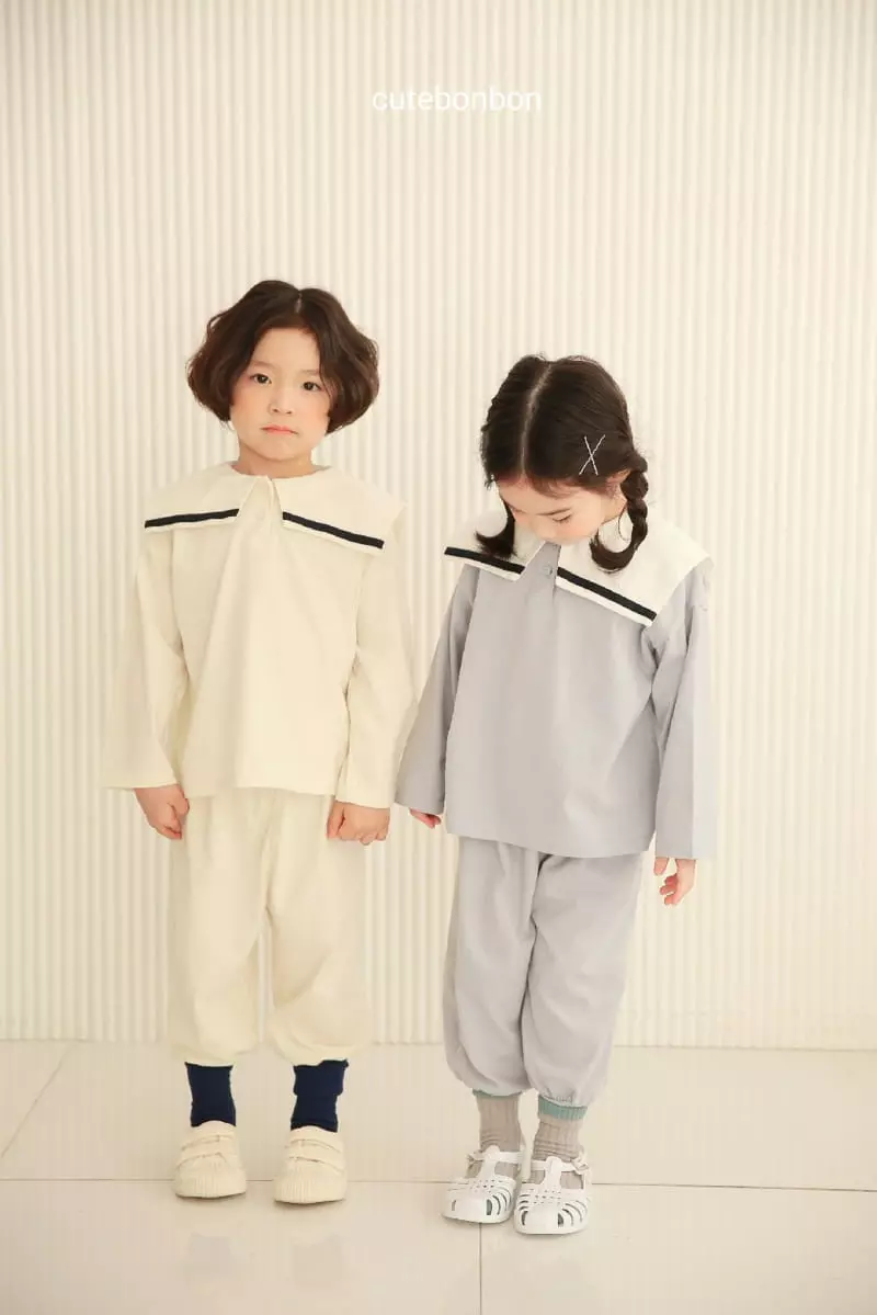 Cutebonbon - Korean Children Fashion - #Kfashion4kids - Sailor Callor Top Bottom Set - 3
