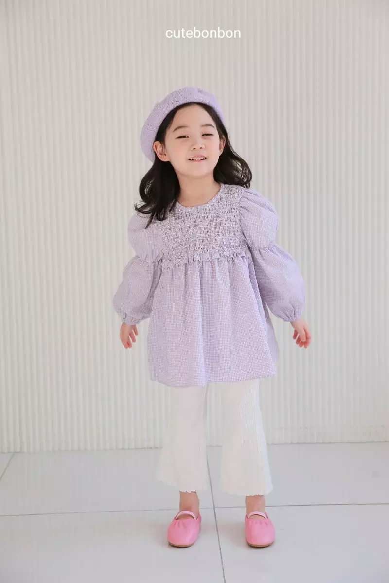 Cutebonbon - Korean Children Fashion - #childofig - Check Smocked Blouse - 3