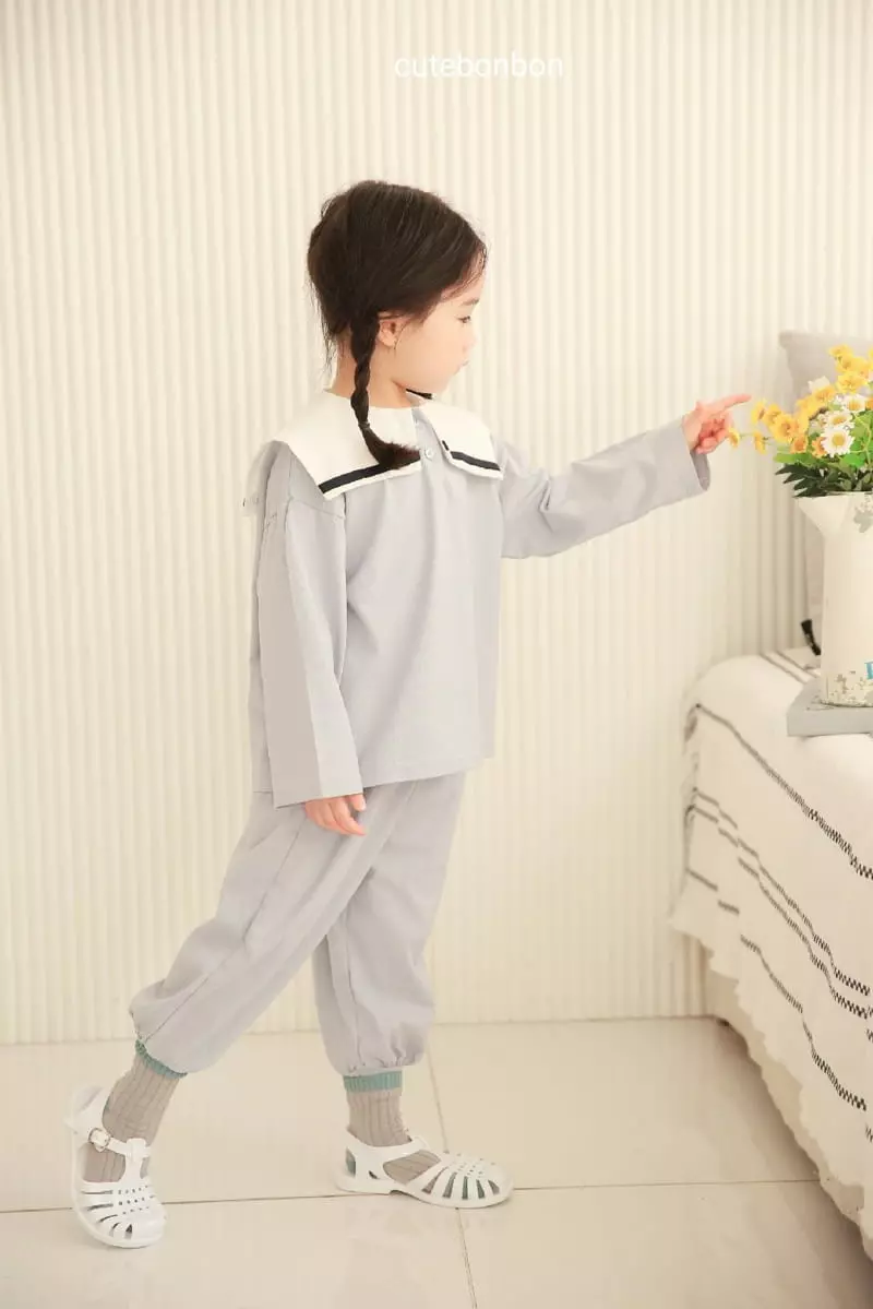 Cutebonbon - Korean Children Fashion - #childofig - Sailor Callor Top Bottom Set - 11