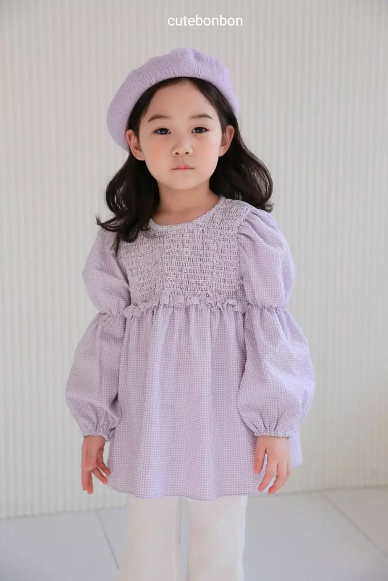 Cutebonbon - Korean Children Fashion - #childofig - Check Smocked Blouse - 4