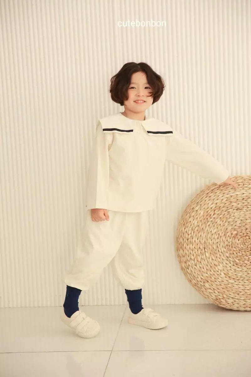 Cutebonbon - Korean Children Fashion - #childrensboutique - Sailor Callor Top Bottom Set - 12