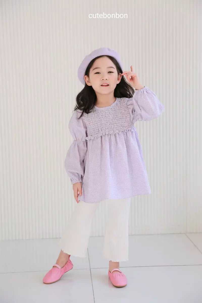 Cutebonbon - Korean Children Fashion - #fashionkids - Check Smocked Blouse - 7