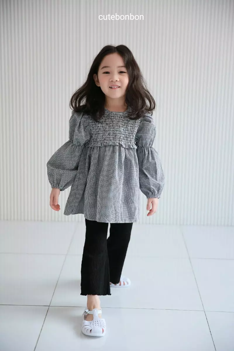 Cutebonbon - Korean Children Fashion - #kidsshorts - Check Smocked Blouse - 8