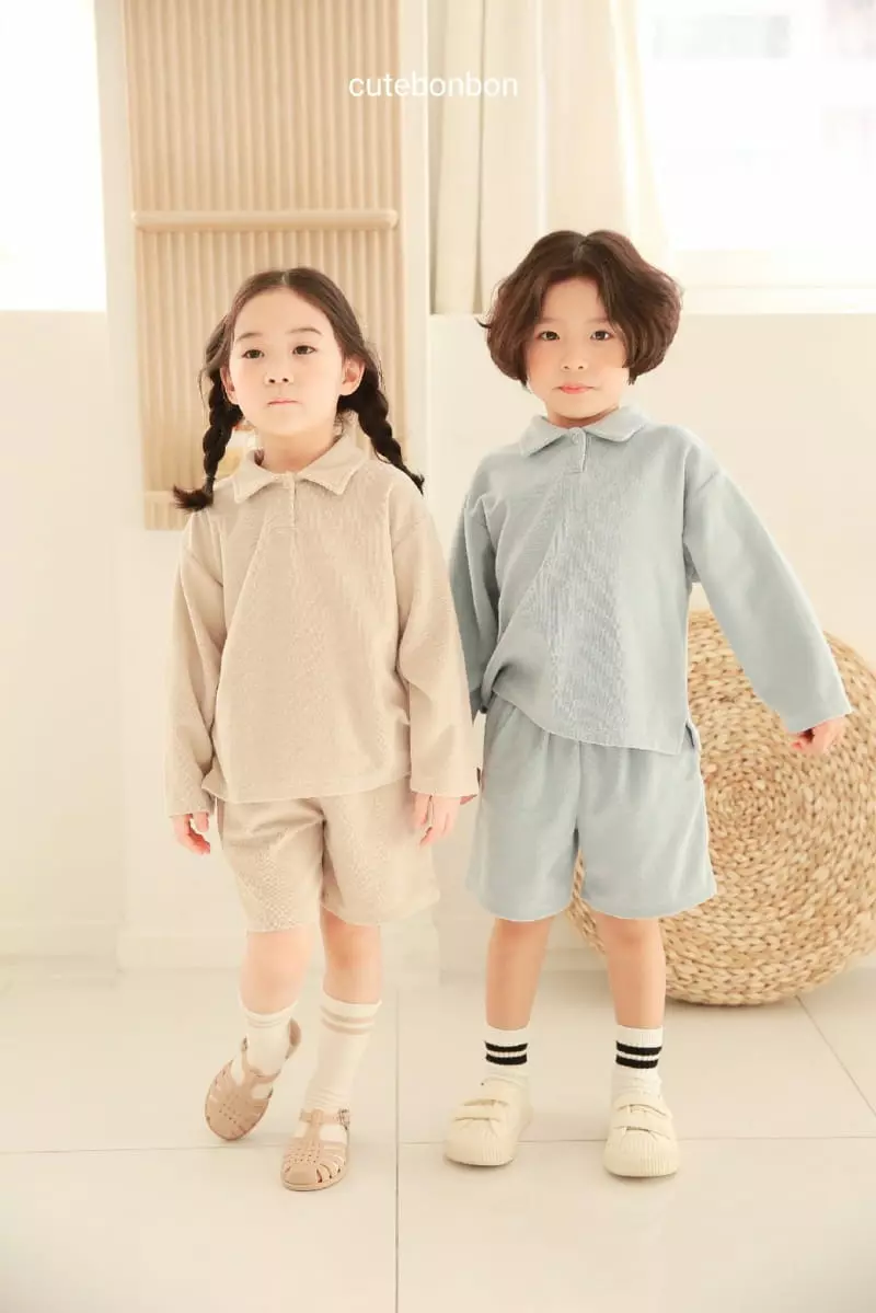 Cutebonbon - Korean Children Fashion - #kidsstore - Terry Collar Top Bottom Set - 3