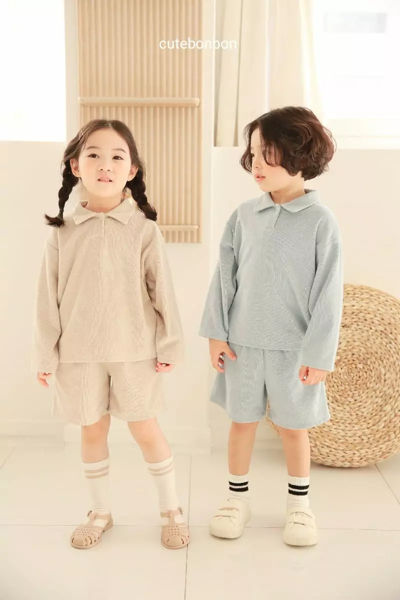 Cutebonbon - Korean Children Fashion - #kidsstore - Terry Collar Top Bottom Set - 4