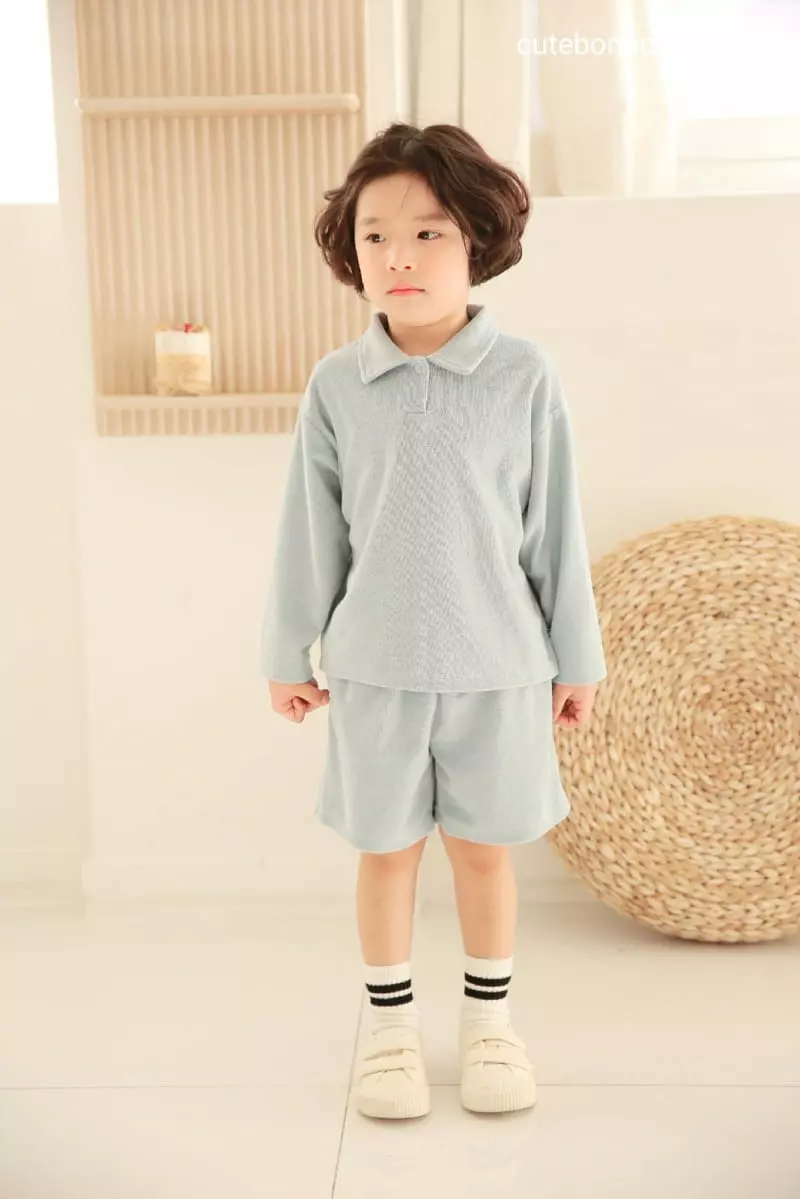 Cutebonbon - Korean Children Fashion - #littlefashionista - Terry Collar Top Bottom Set - 6