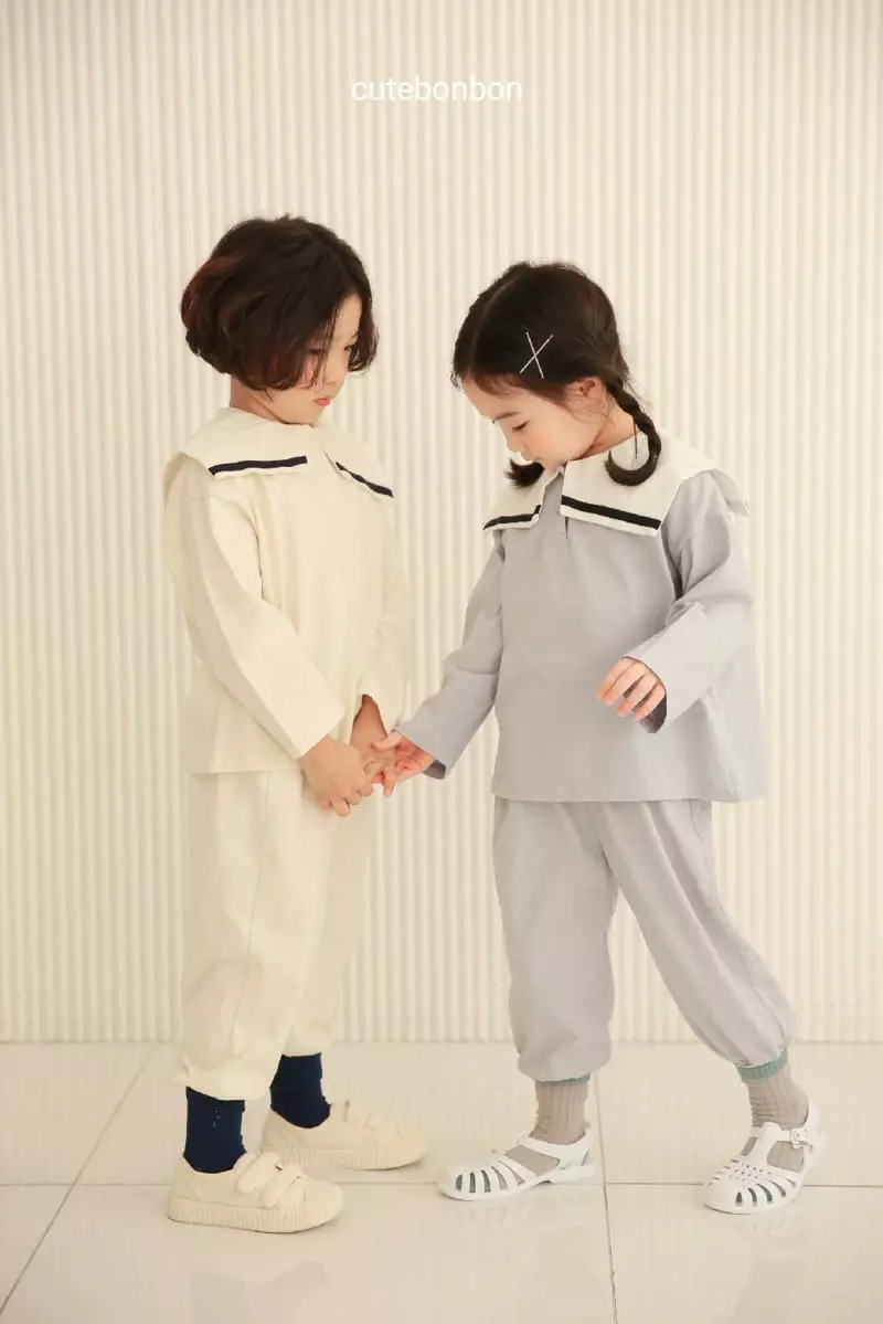 Cutebonbon - Korean Children Fashion - #Kfashion4kids - Sailor Callor Top Bottom Set - 4