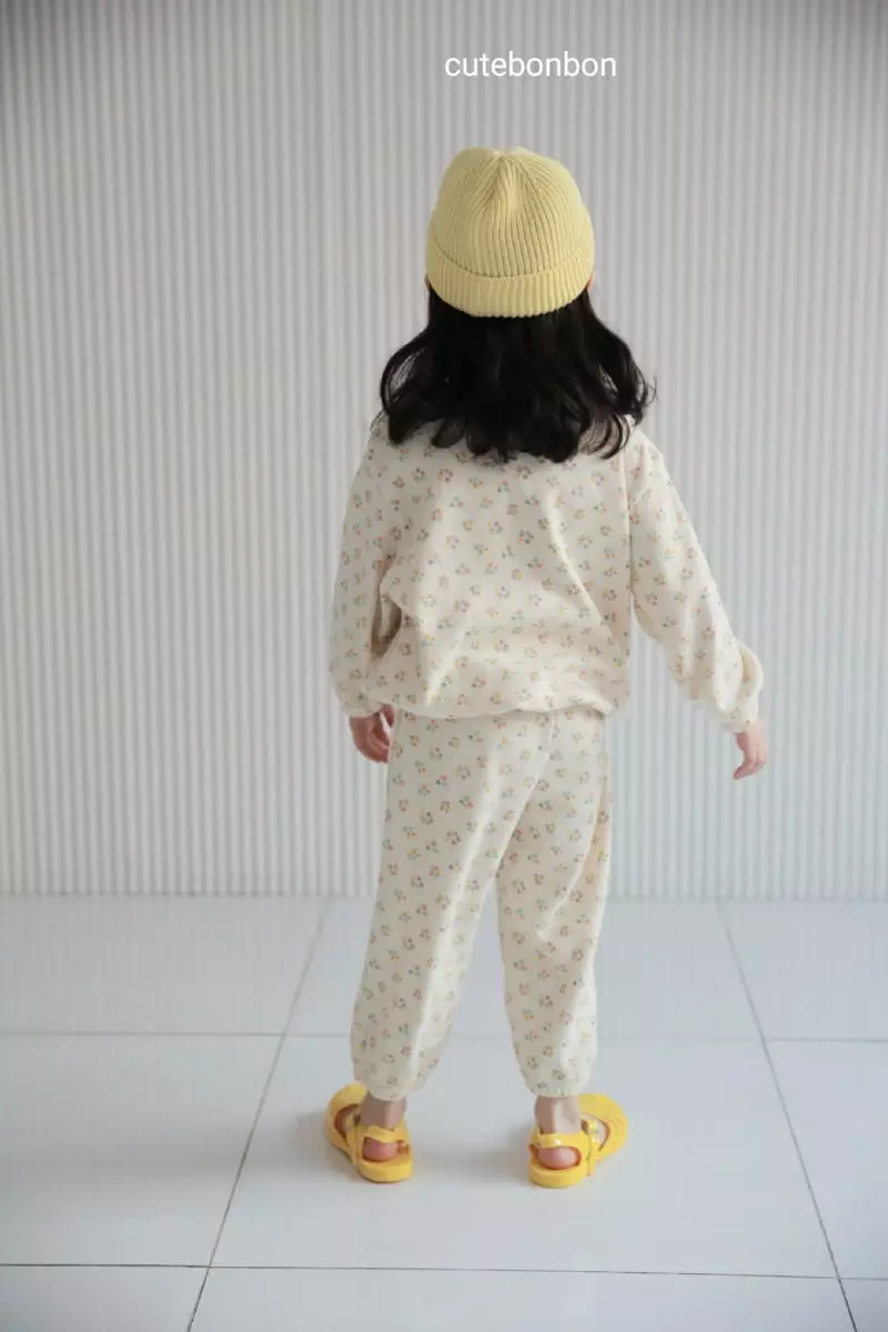 Cutebonbon - Korean Children Fashion - #minifashionista - Flower Waffle Top Bottom Set - 9