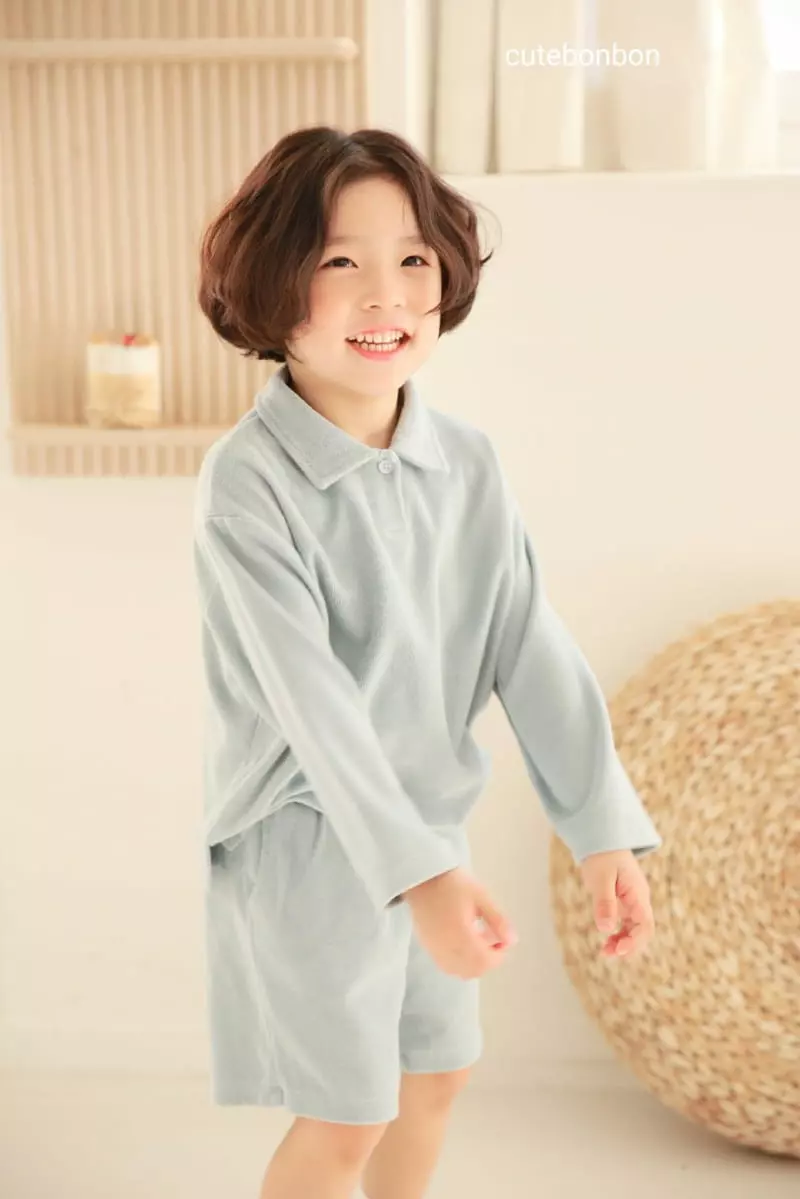 Cutebonbon - Korean Children Fashion - #minifashionista - Terry Collar Top Bottom Set - 8