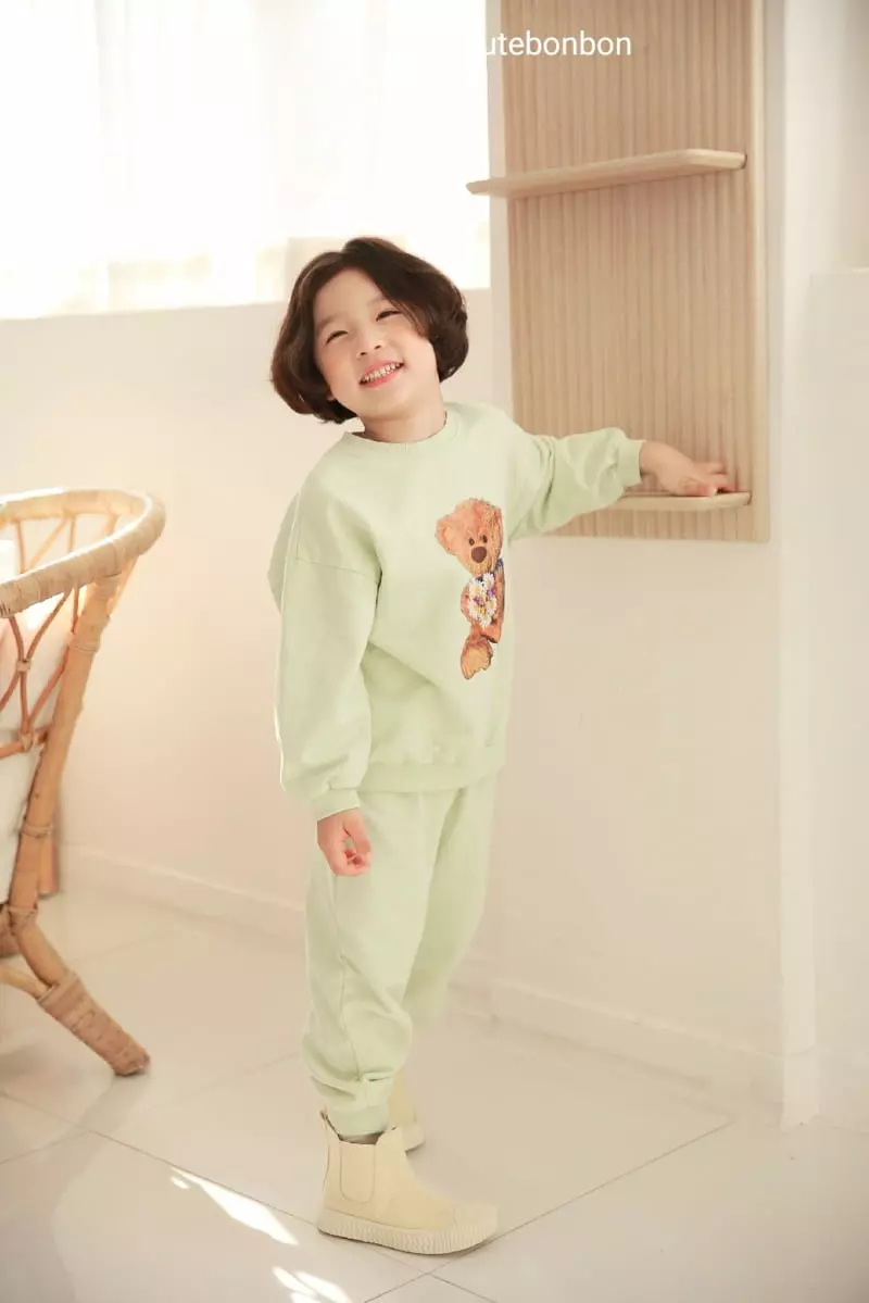 Cutebonbon - Korean Children Fashion - #prettylittlegirls - Bear Flower Top Bottom Set - 6