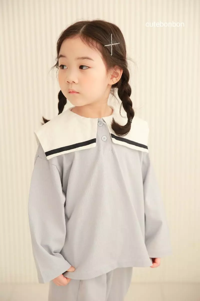 Cutebonbon - Korean Children Fashion - #todddlerfashion - Sailor Callor Top Bottom Set - 8