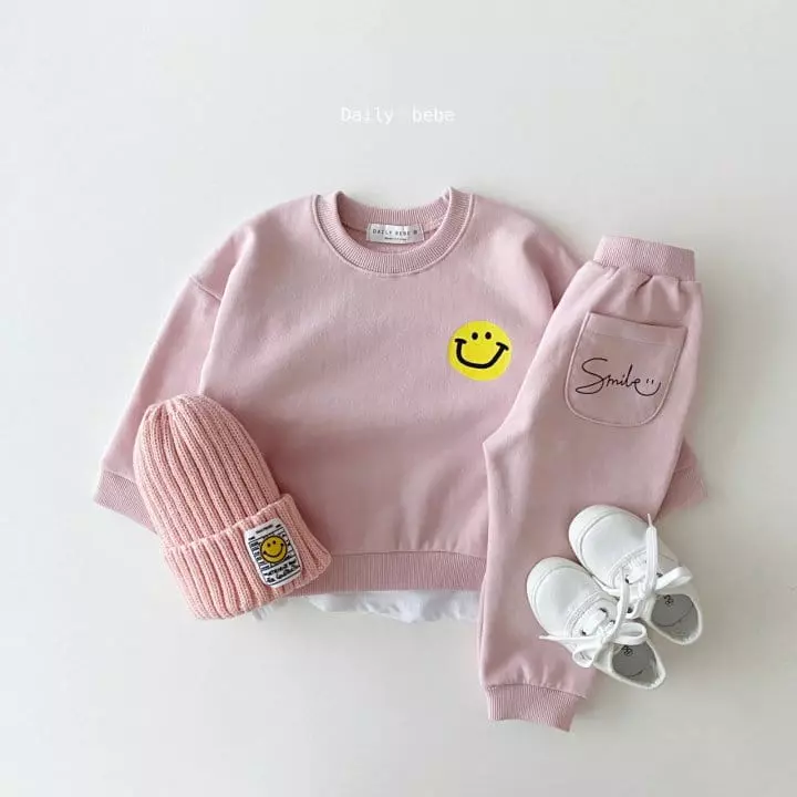 Daily Bebe - Korean Children Fashion - #Kfashion4kids - Pocket Smile Top Bottom Set - 6