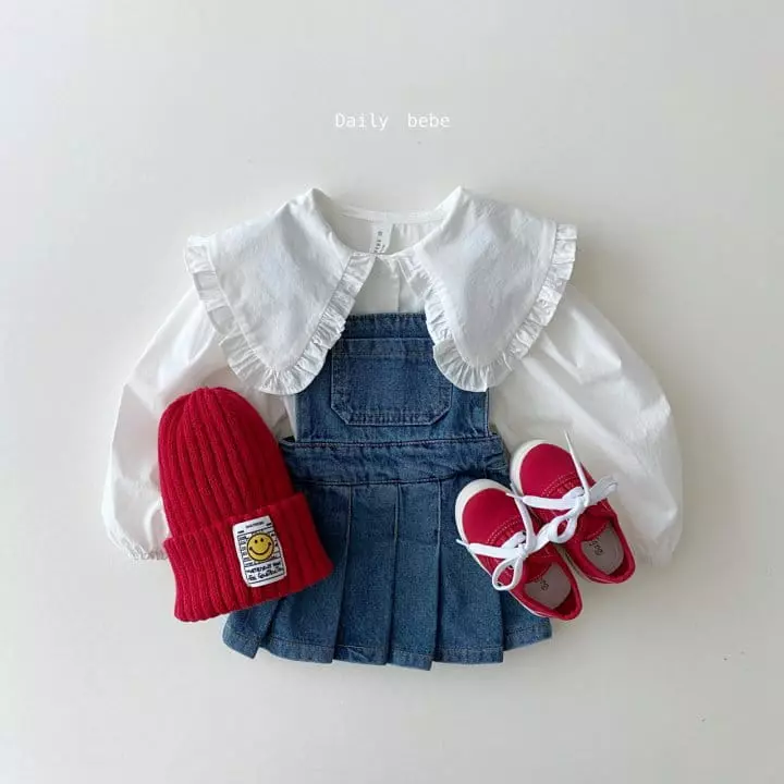 Daily Bebe - Korean Children Fashion - #childrensboutique - Dungarees Wrinkle Skirt  - 8