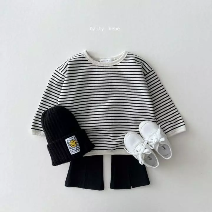 Daily Bebe - Korean Children Fashion - #kidsshorts - Stripes Piping Tee - 10