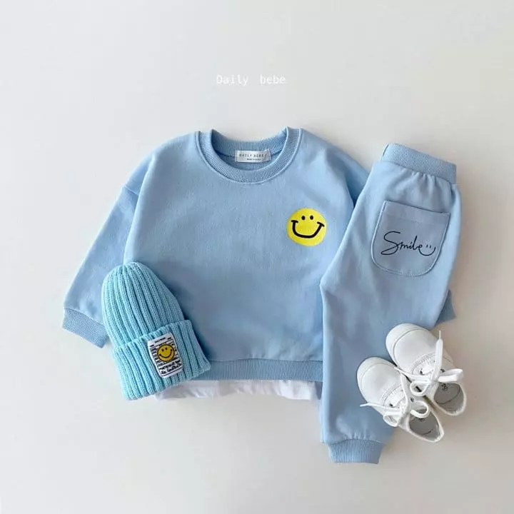Daily Bebe - Korean Children Fashion - #littlefashionista - Pocket Smile Top Bottom Set - 7