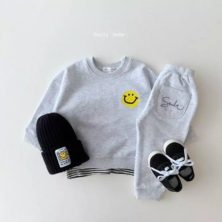 Daily Bebe - Korean Children Fashion - #magicofchildhood - Pocket Smile Top Bottom Set - 8