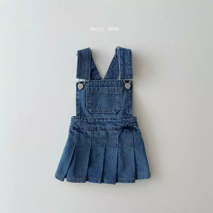 Daily Bebe - Korean Children Fashion - #minifashionista - Dungarees Wrinkle Skirt  - 2
