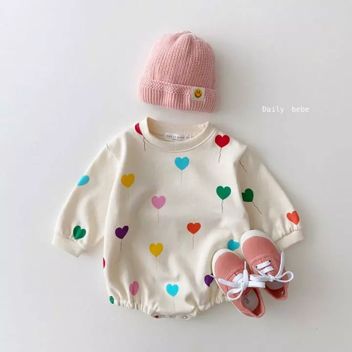 Daily Bebe - Korean Children Fashion - #stylishchildhood - Hear Balloon One-piece - 3