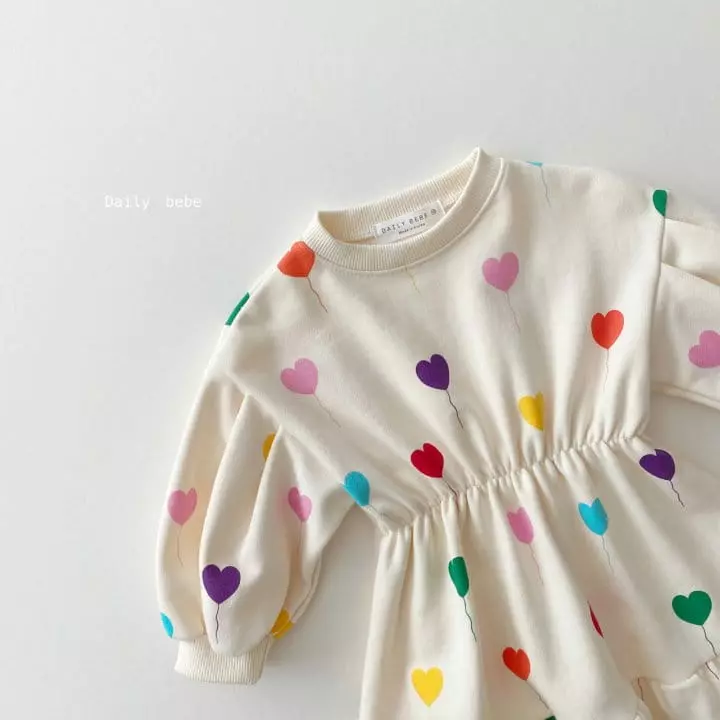 Daily Bebe - Korean Children Fashion - #todddlerfashion - Hear Balloon One-piece