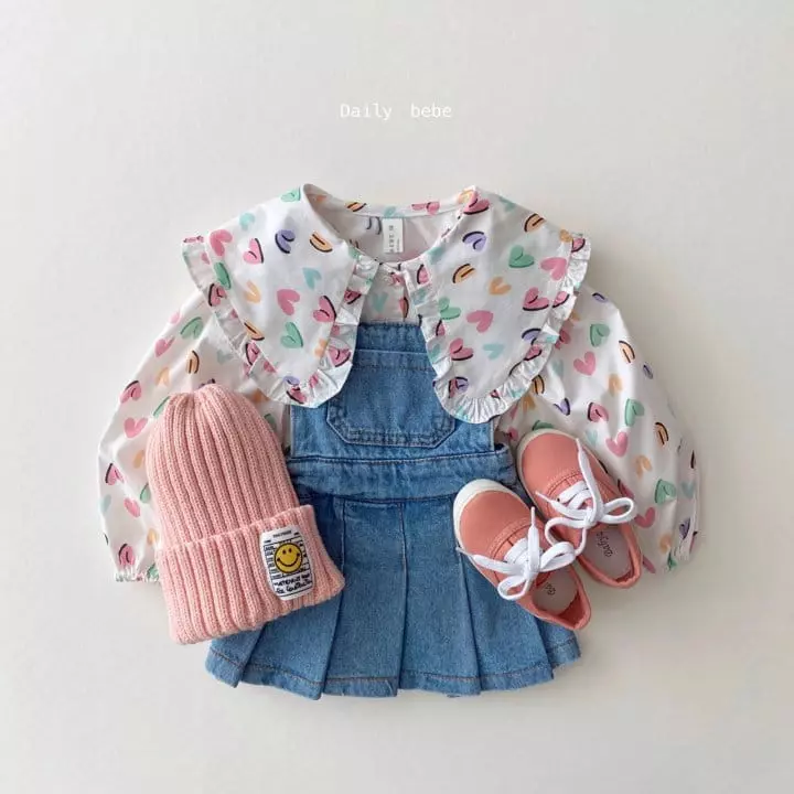 Daily Bebe - Korean Children Fashion - #prettylittlegirls - Dungarees Wrinkle Skirt  - 4