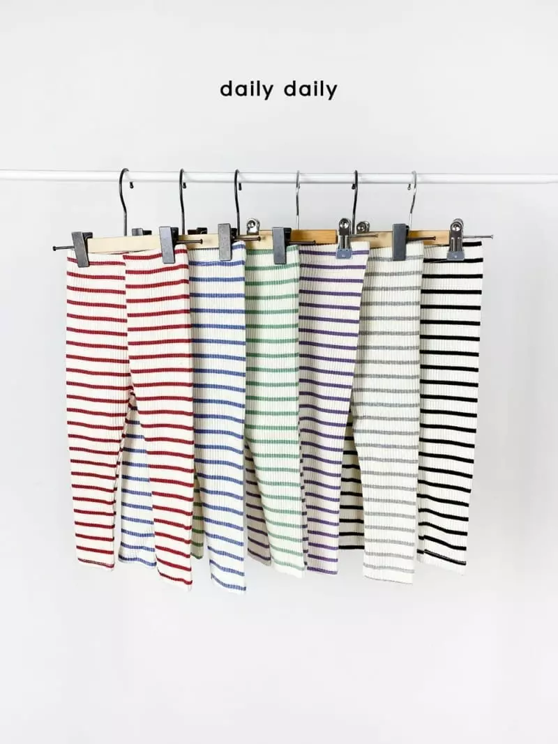 Daily Daily - Korean Children Fashion - #childofig - Dang Dang Color Line Leggings - 12