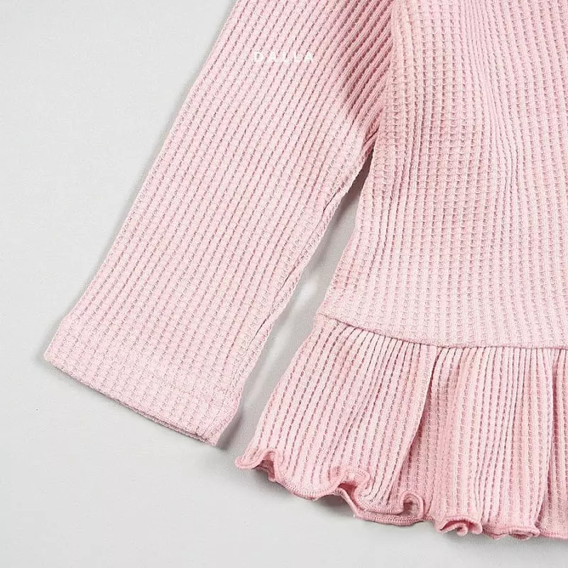 Dalla - Korean Children Fashion - #kidzfashiontrend - Daldal Waffle Top Bottom Set - 4