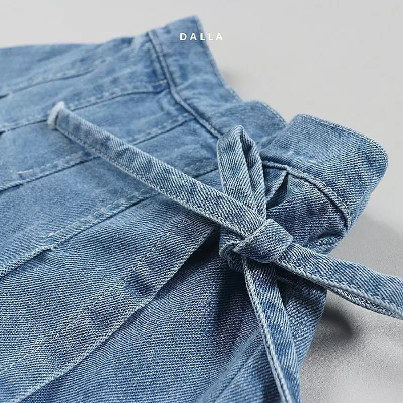 Dalla - Korean Children Fashion - #childofig - Denim Wrinkle Skirt Pants - 2