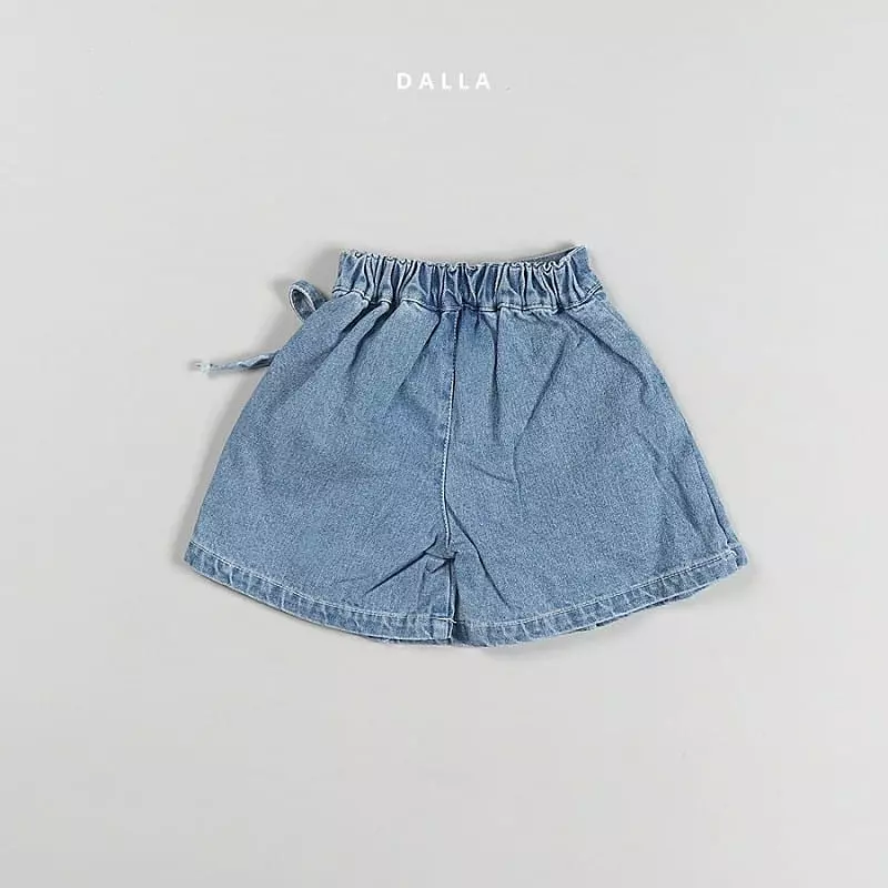 Dalla - Korean Children Fashion - #fashionkids - Denim Wrinkle Skirt Pants - 6