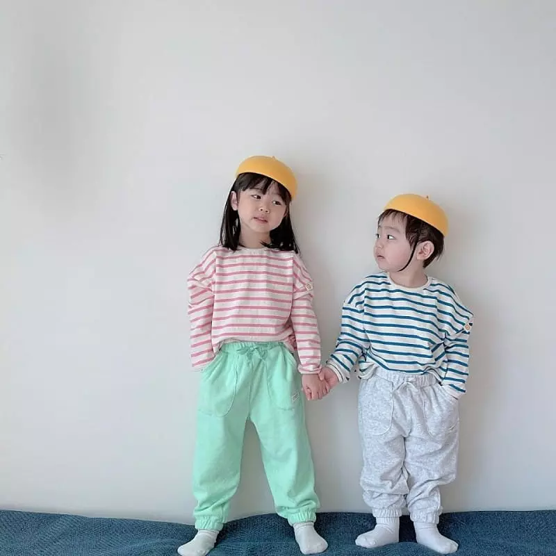 Dalla - Korean Children Fashion - #kidsshorts - Label Stripes Tee - 2
